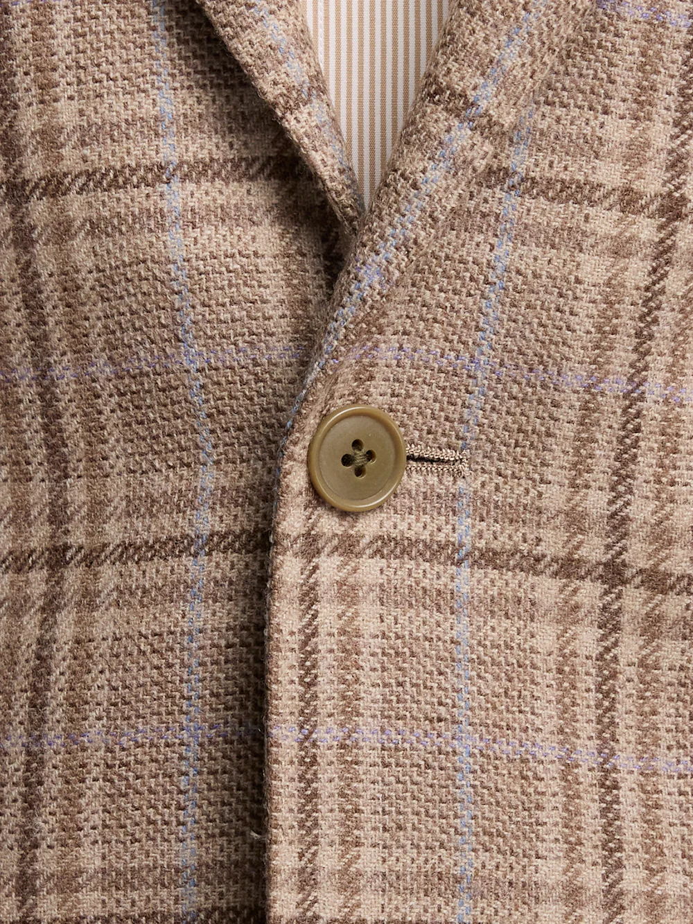 Wool Plaid Single Breasted Notch Lapel Sport Coat - Tan - Image 6
