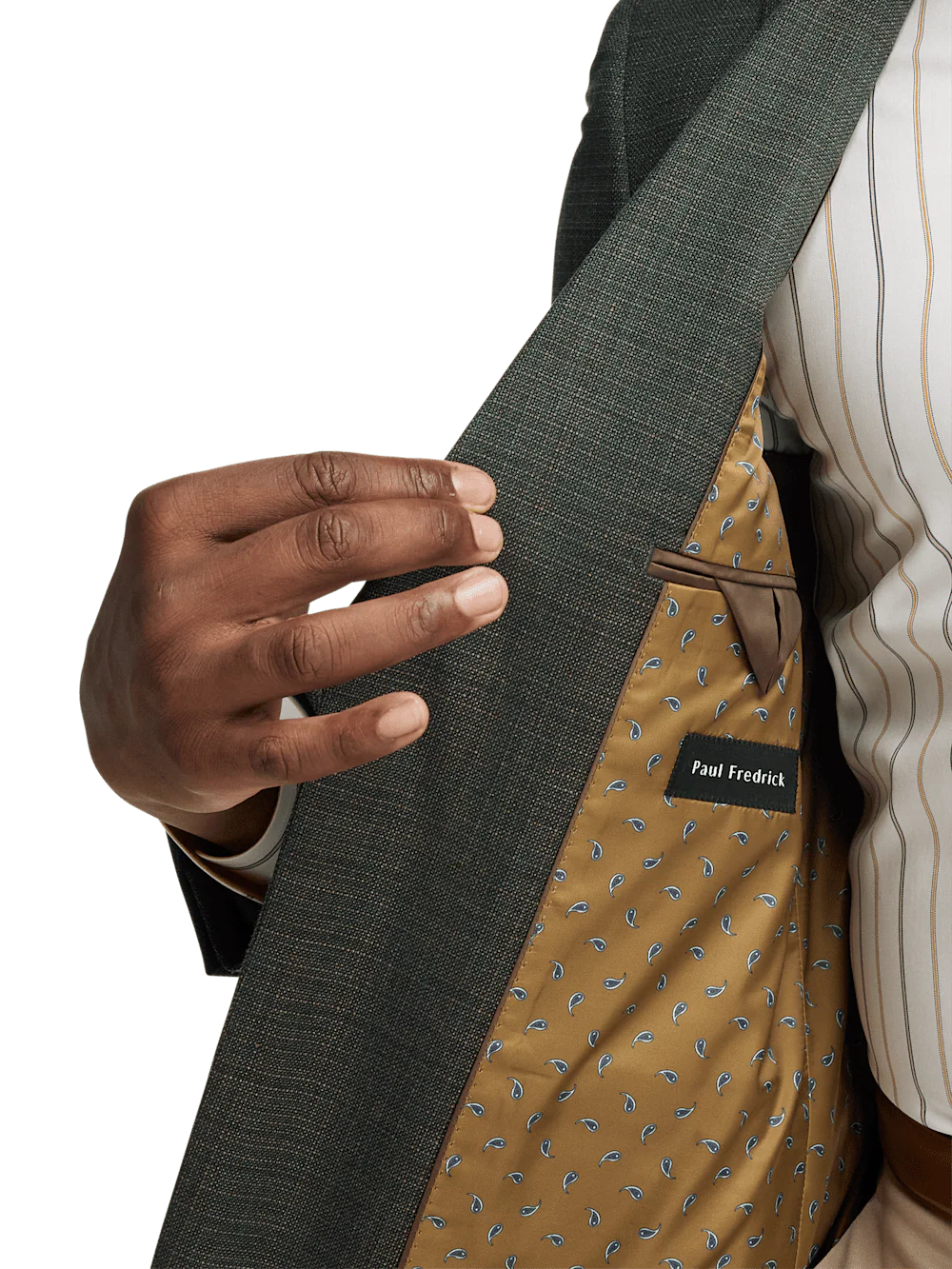 Wool Single Breasted Notch Lapel Sport Coat - Green/tan - Image 4