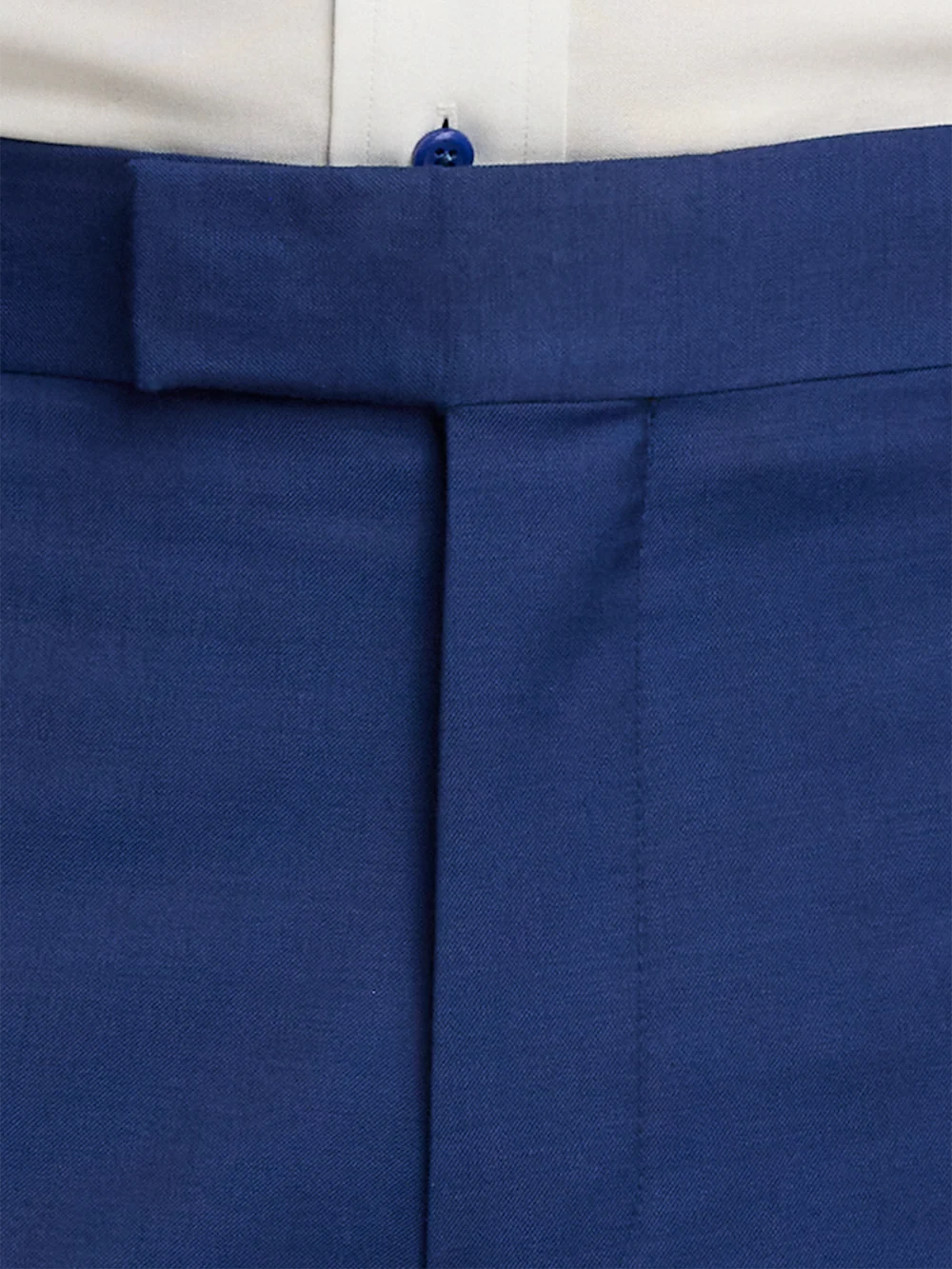 Wool Solid Flat Front Suit Pants - Blue - Image 4