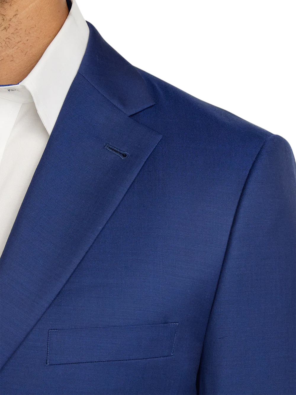 Wool Solid Single Breasted Notch Lapel Suit - Blue - Image 6