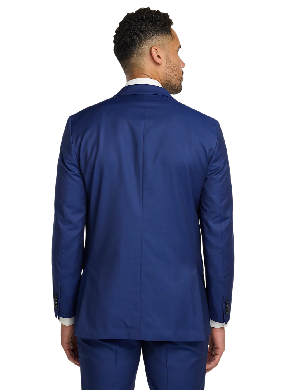 Wool Solid Single Breasted Notch Lapel Suit - Blue - Image 7