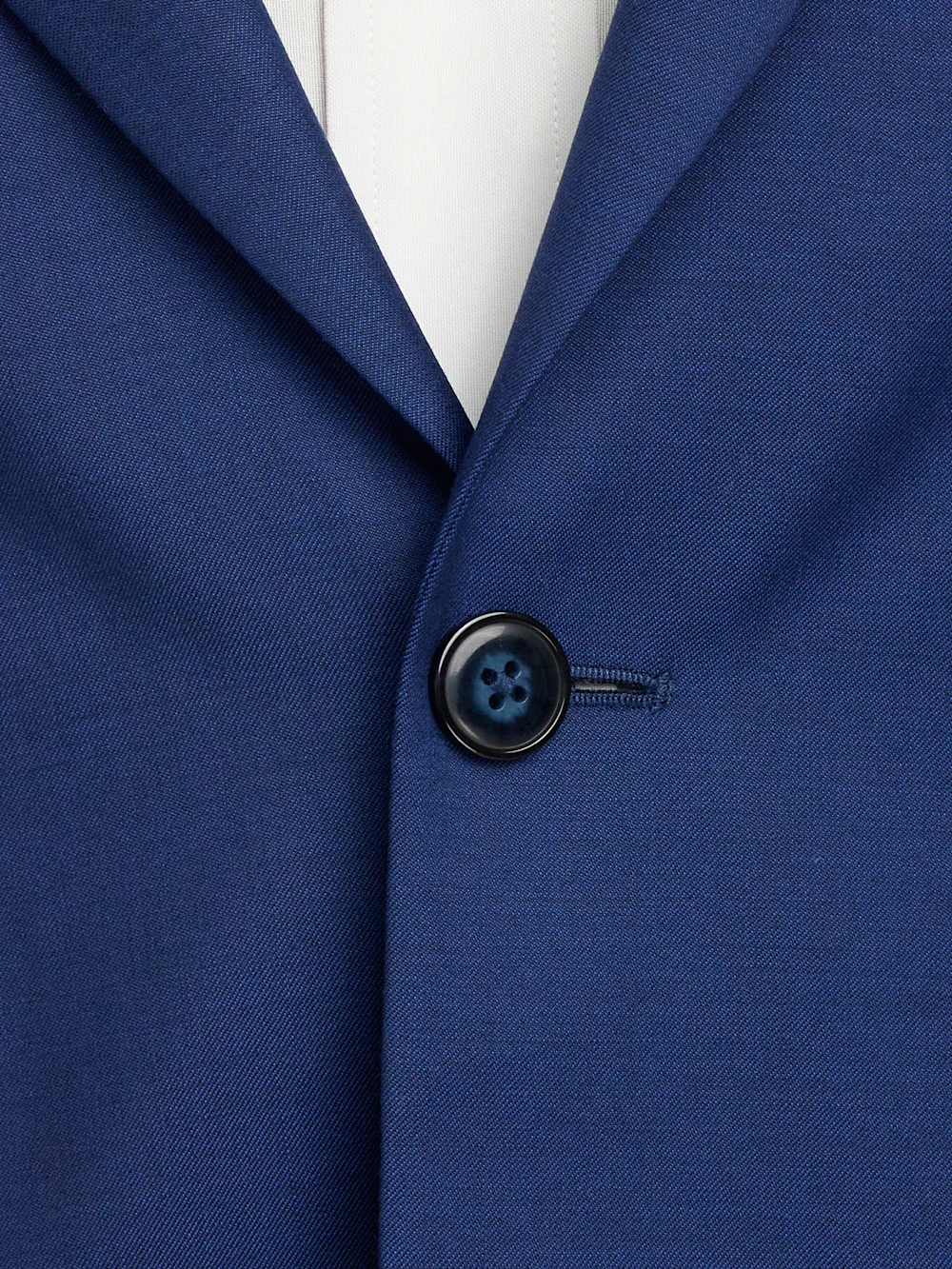 Wool Solid Single Breasted Notch Lapel Suit Jacket - Blue - Image 5