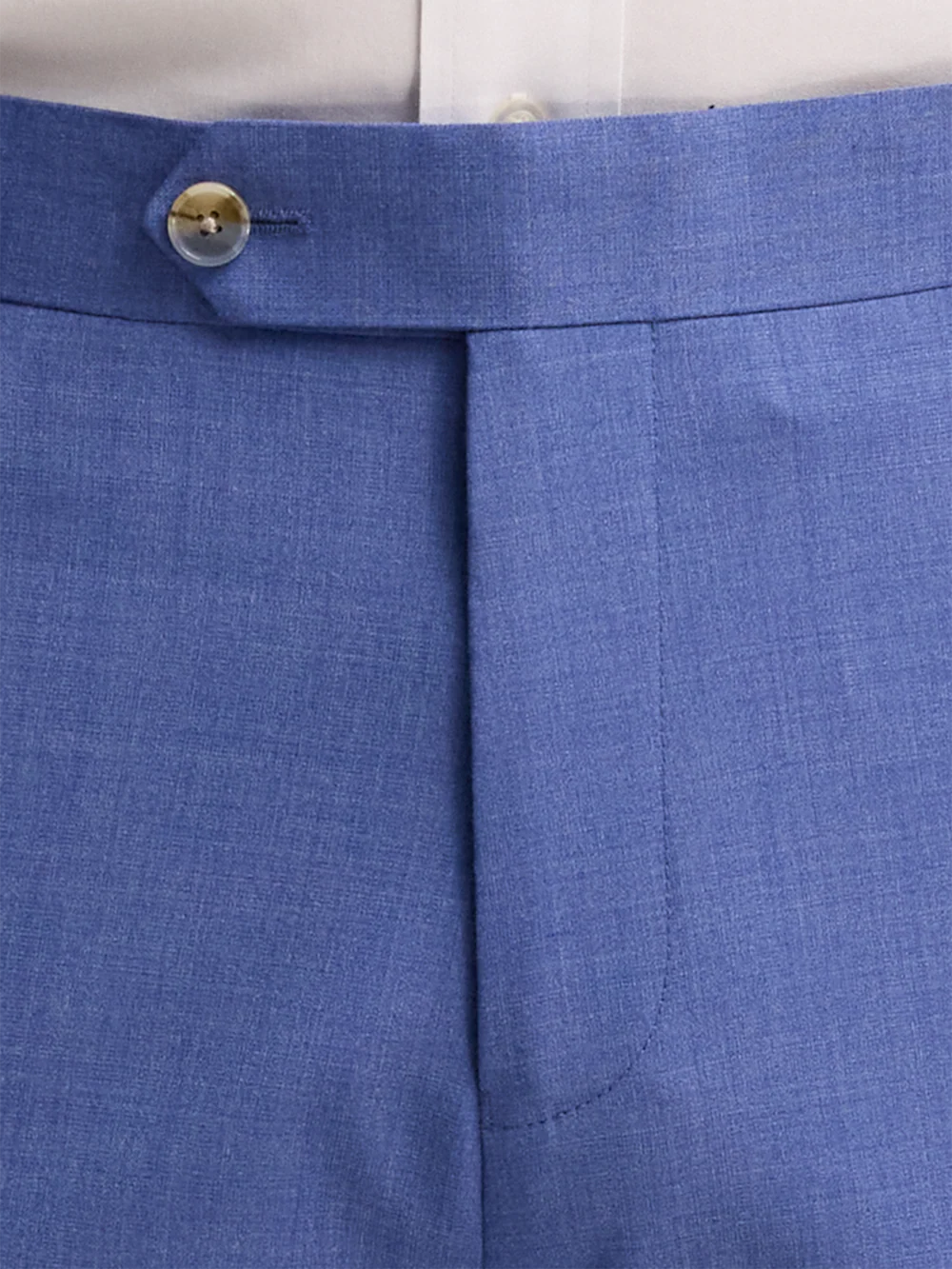 Wool Stretch Bengaline Flat Front Suit Pants - French Blue - Image 4
