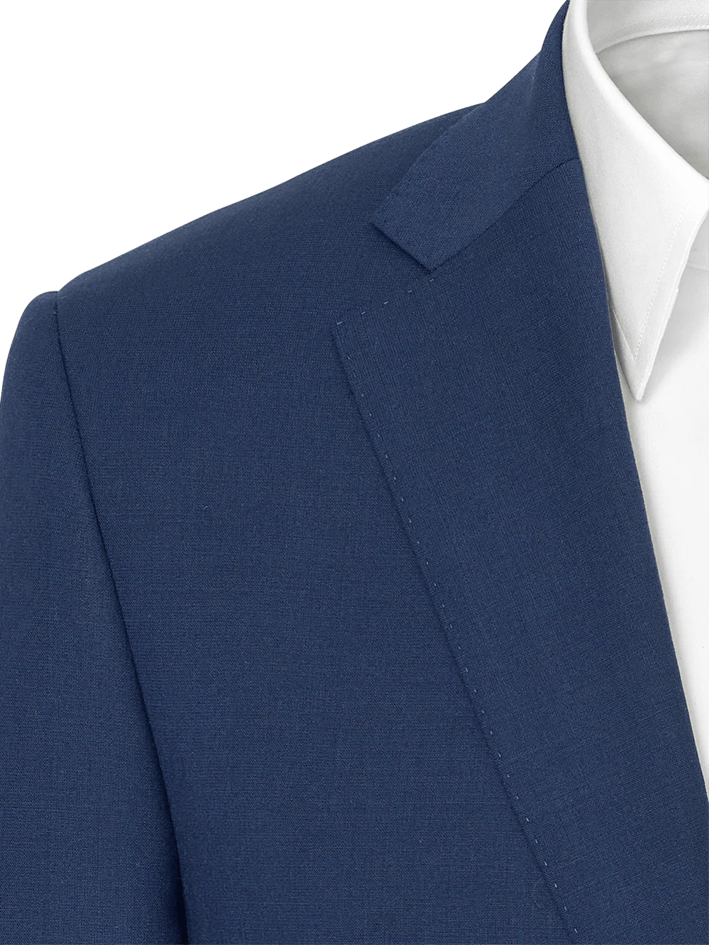 Wool Stretch Bengaline Notch Lapel Suit Jacket - Blue - Image 3