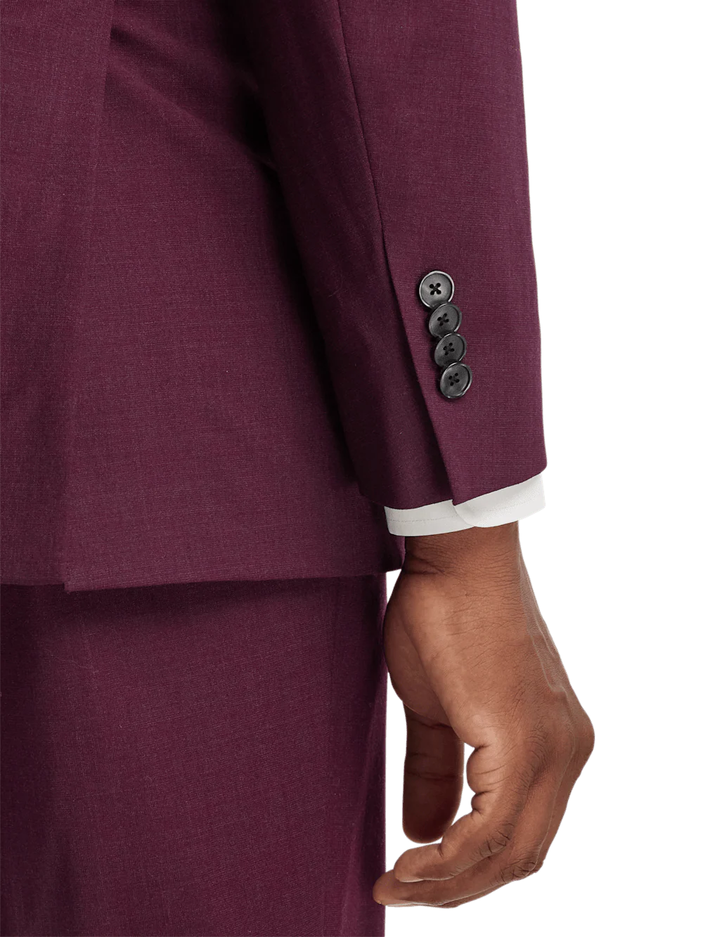 Wool Stretch Bengaline Peak Lapel Suit Jacket - Plum - Image 3