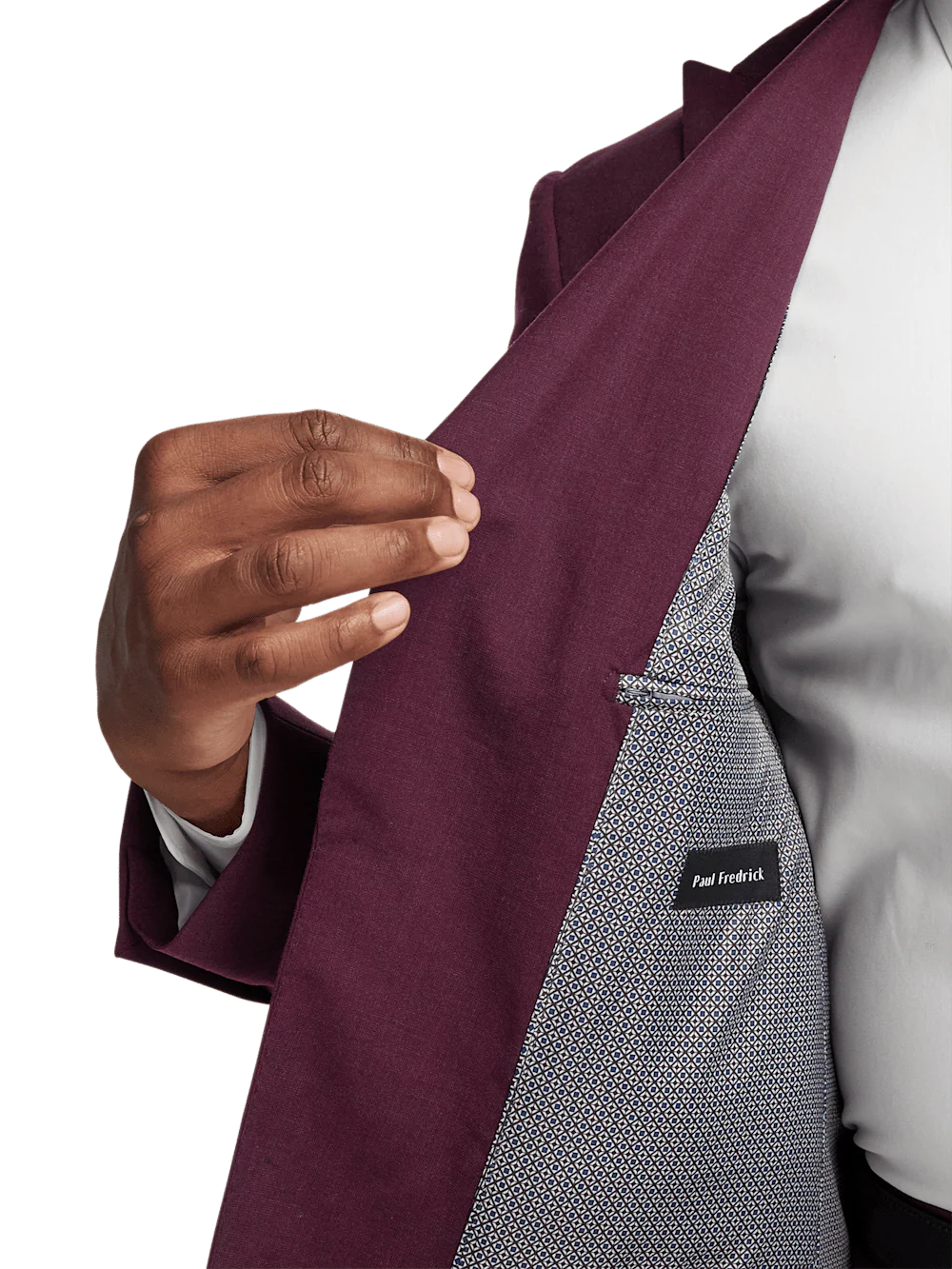 Wool Stretch Bengaline Peak Lapel Suit Jacket - Plum - Image 4