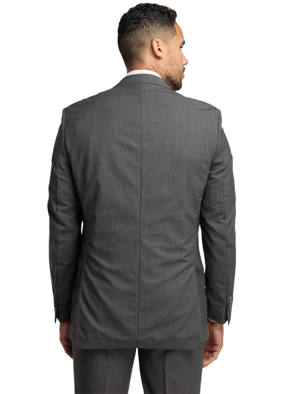 Wool Stretch Bengaline Peak Lapel Suit Jacket - Grey - Image 7