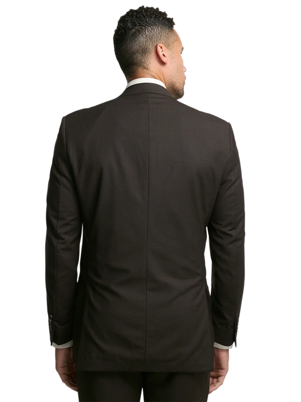 Wool Stretch Bengaline Peak Lapel Suit Jacket - Dark Brown - Image 7