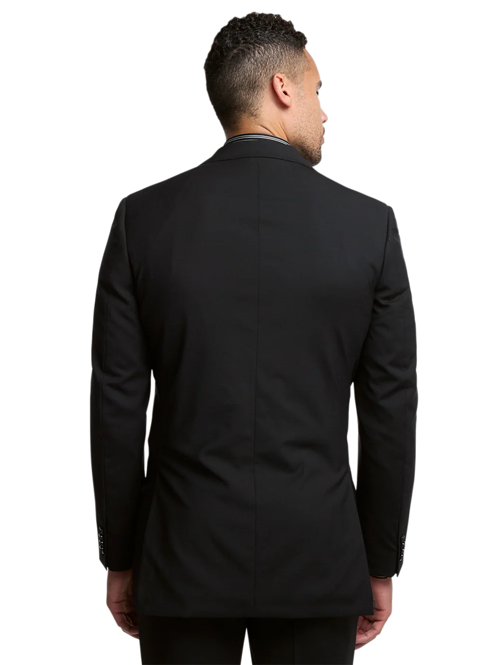 Wool Stretch Bengaline Peak Lapel Suit Jacket - Black - Image 7
