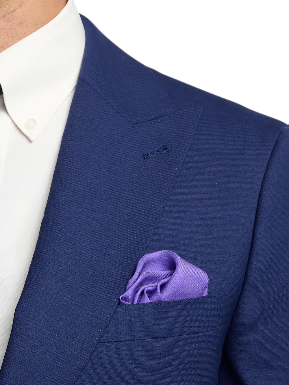 Wool Stretch Bengaline Peak Lapel Suit Jacket - Blue - Image 6