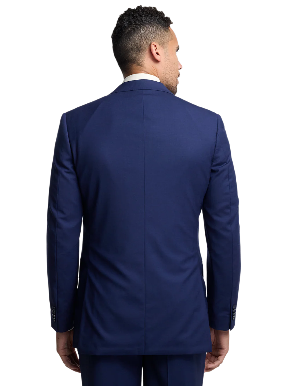 Wool Stretch Bengaline Peak Lapel Suit Jacket - Blue - Image 7