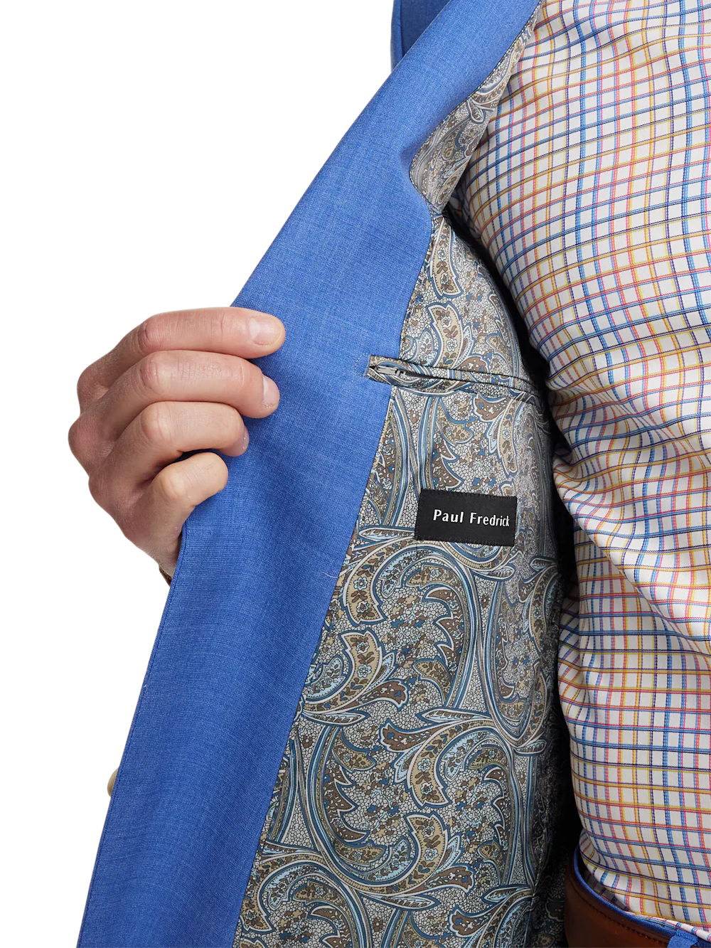 Wool Stretch Bengaline Peak Lapel Suit Jacket - French Blue - Image 4