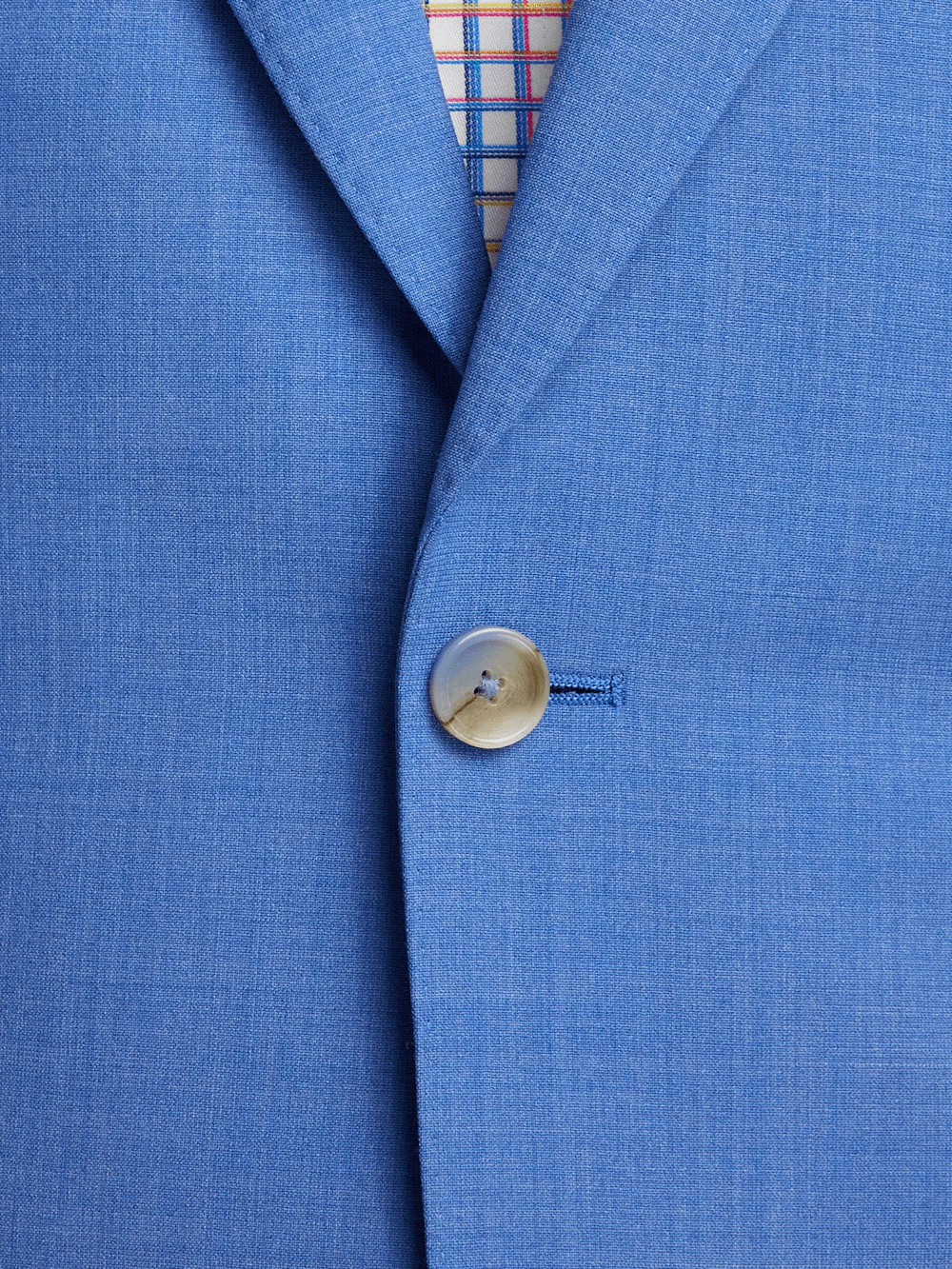 Wool Stretch Bengaline Peak Lapel Suit Jacket - French Blue - Image 5