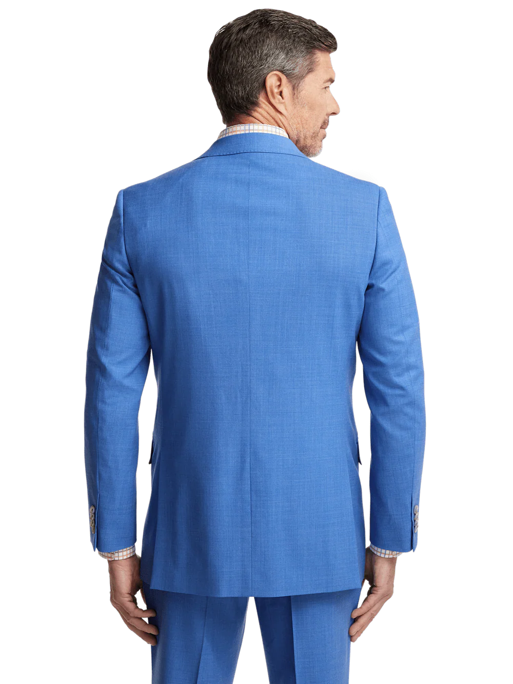 Wool Stretch Bengaline Peak Lapel Suit Jacket - French Blue - Image 7