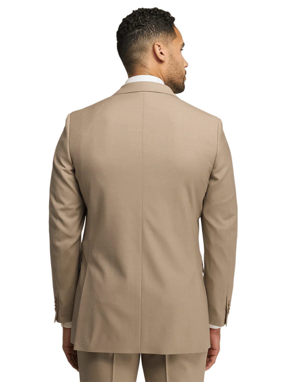 Wool Stretch Bengaline Peak Lapel Suit Jacket - Light Tan - Image 7