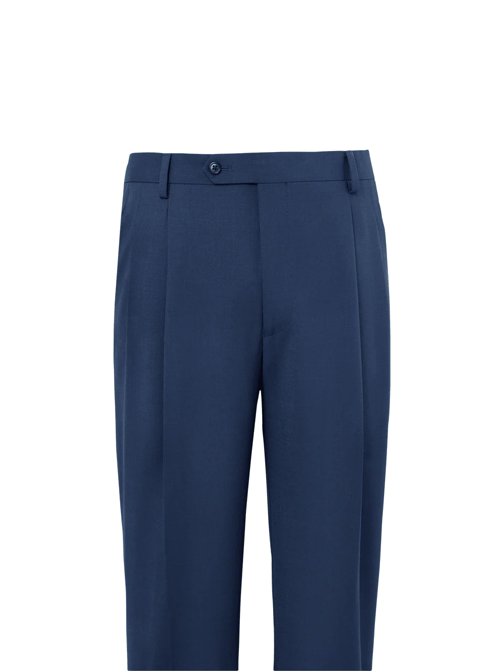 Wool Stretch Bengaline Pleated Suit Pants - Blue - Image 2