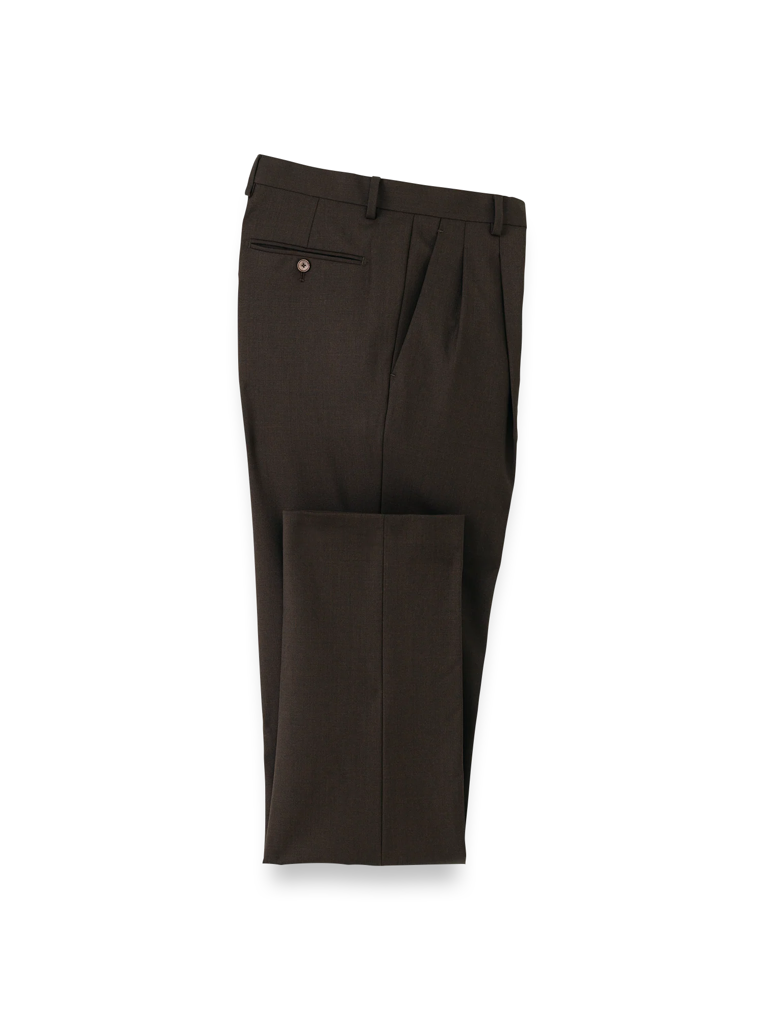 Wool Stretch Bengaline Single Breasted Peak Lapel Suit - Dark Brown - Image 10