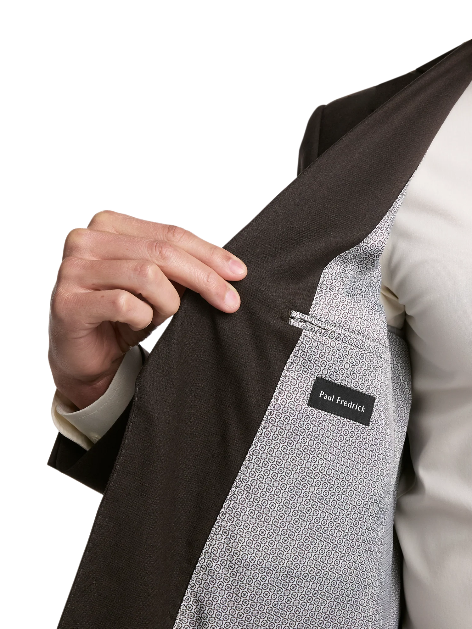 Wool Stretch Bengaline Single Breasted Peak Lapel Suit - Dark Brown - Image 4
