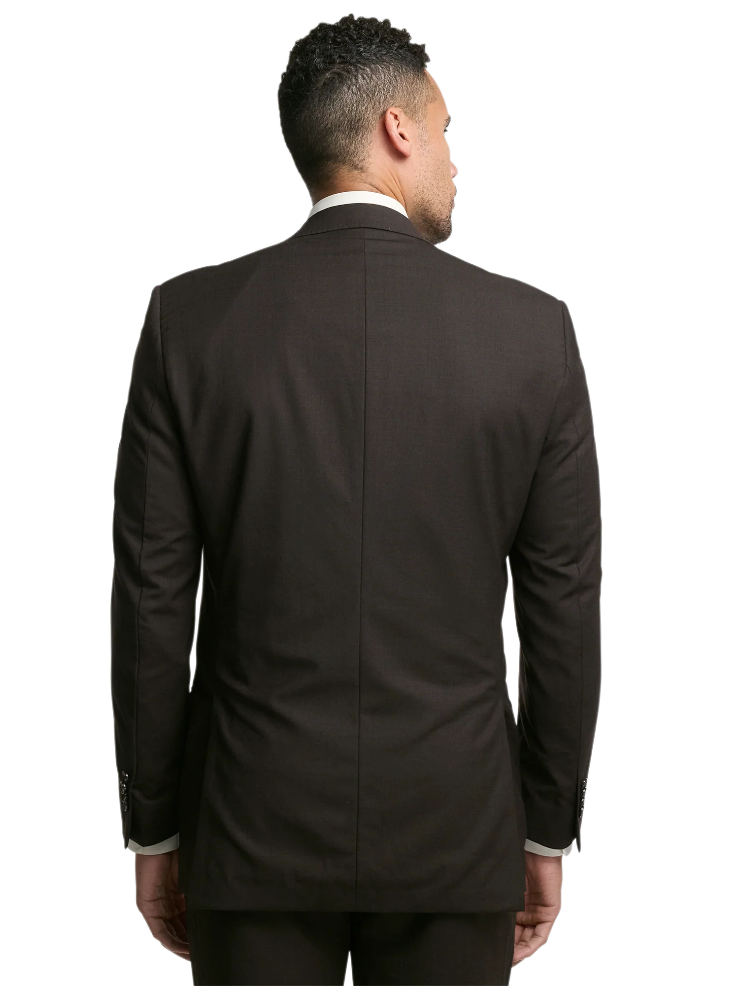 Wool Stretch Bengaline Single Breasted Peak Lapel Suit - Dark Brown - Image 7