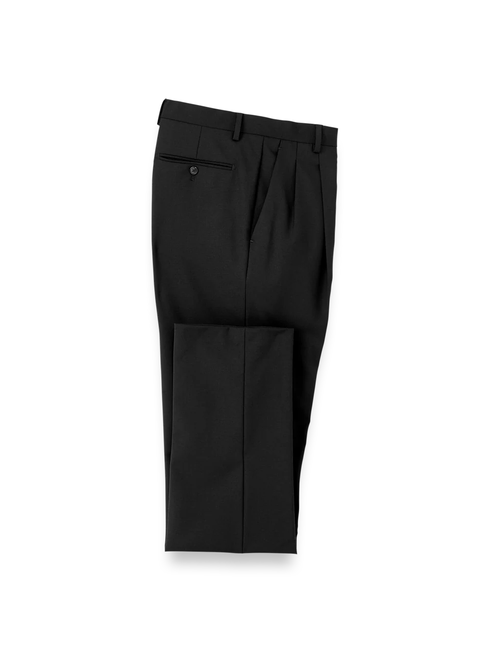 Wool Stretch Bengaline Single Breasted Peak Lapel Suit - Black - Image 10