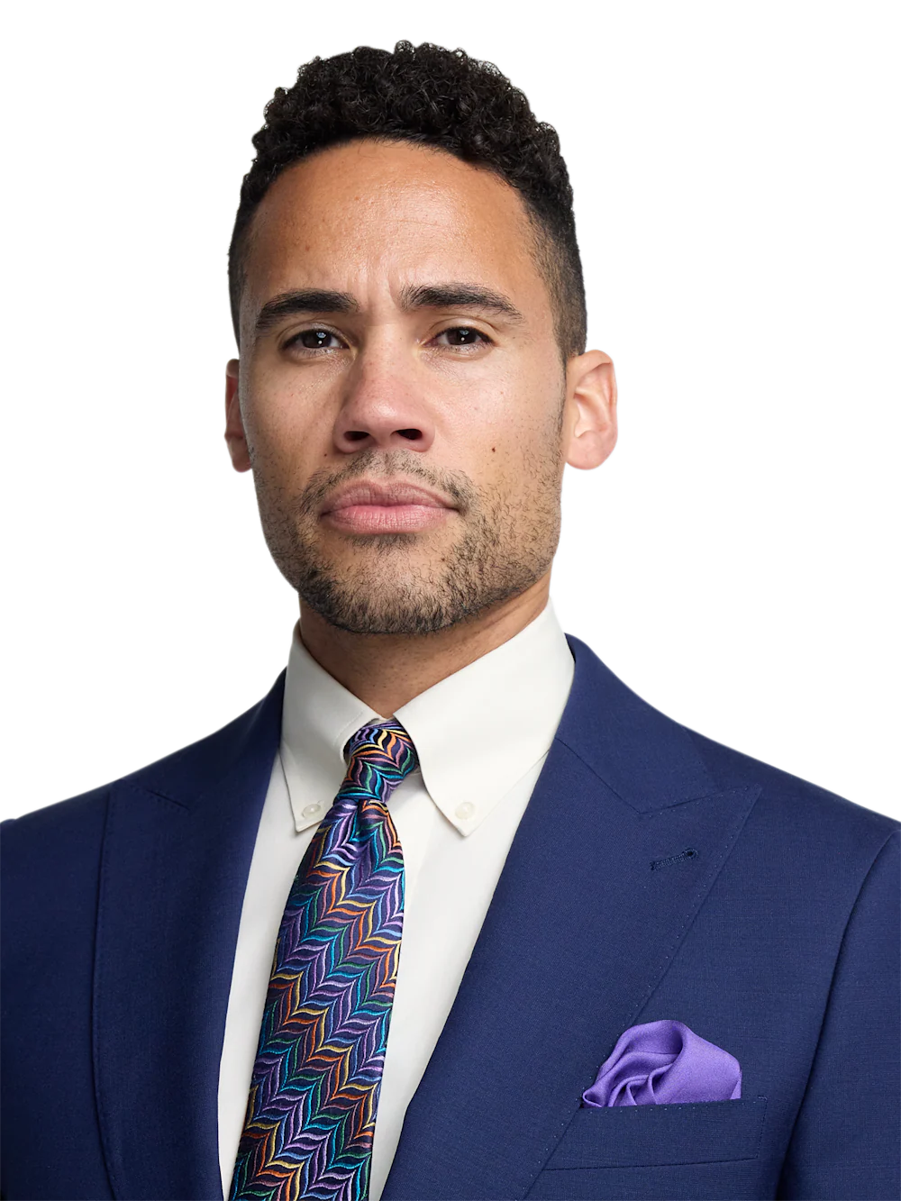 Wool Stretch Bengaline Single Breasted Peak Lapel Suit - Blue - Image 3