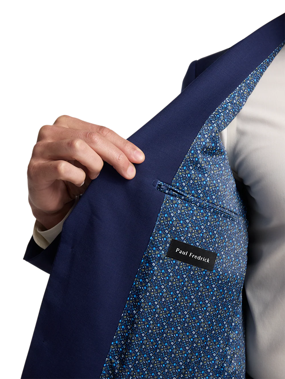 Wool Stretch Bengaline Single Breasted Peak Lapel Suit - Blue - Image 4