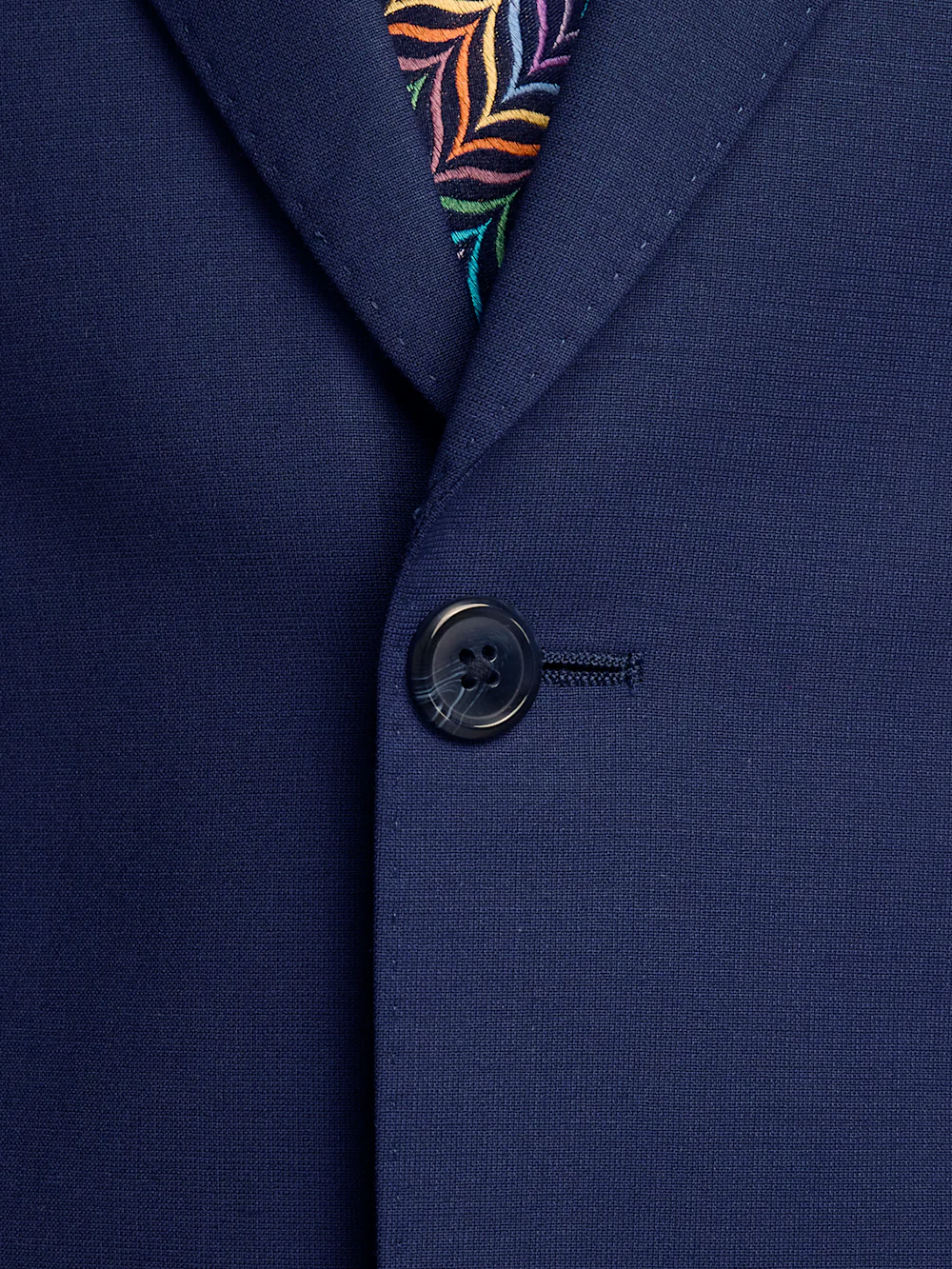 Wool Stretch Bengaline Single Breasted Peak Lapel Suit - Blue - Image 5