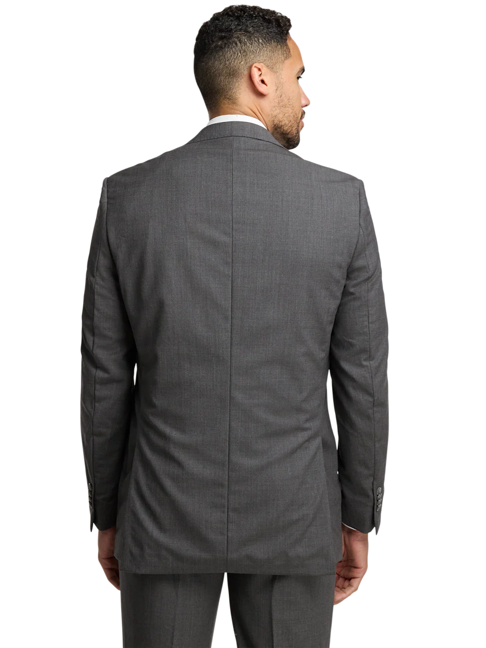 Wool Stretch Bengaline Single Breasted Peak Lapel Suit - Grey - Image 7