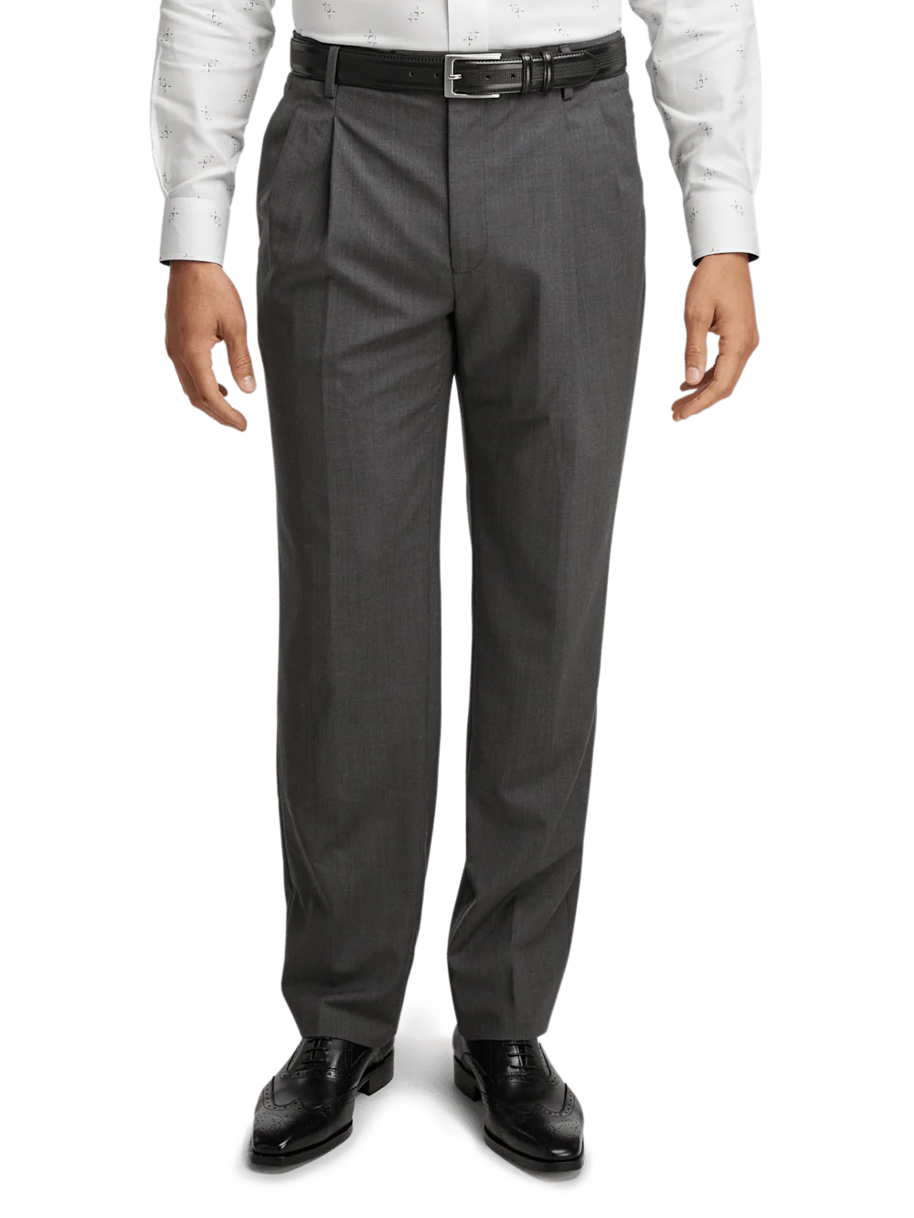 Wool Stretch Bengaline Single Breasted Peak Lapel Suit - Grey - Image 8