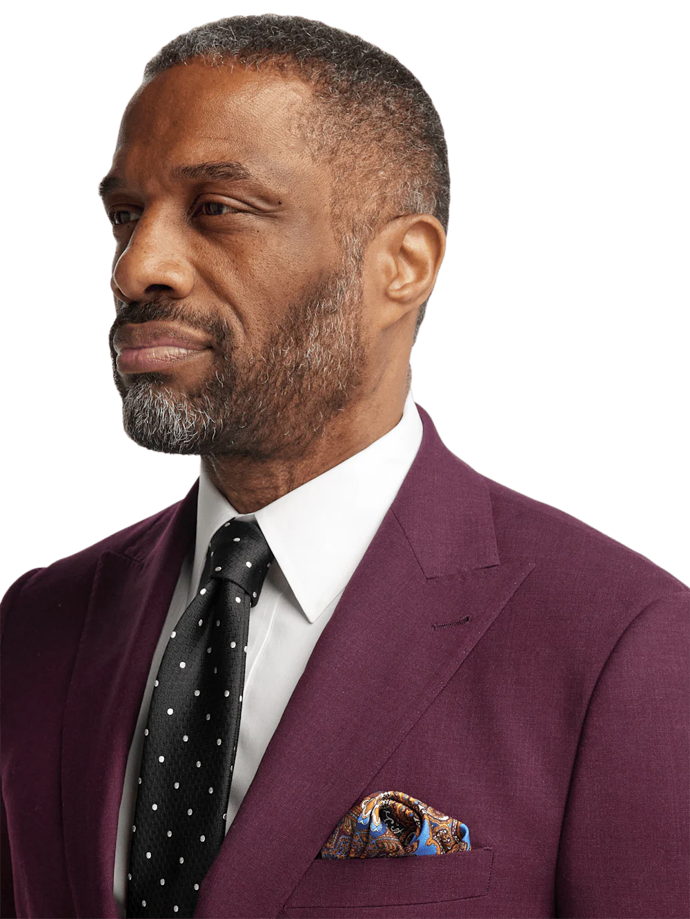 Wool Stretch Bengaline Single Breasted Peak Lapel Suit - Plum - Image 3