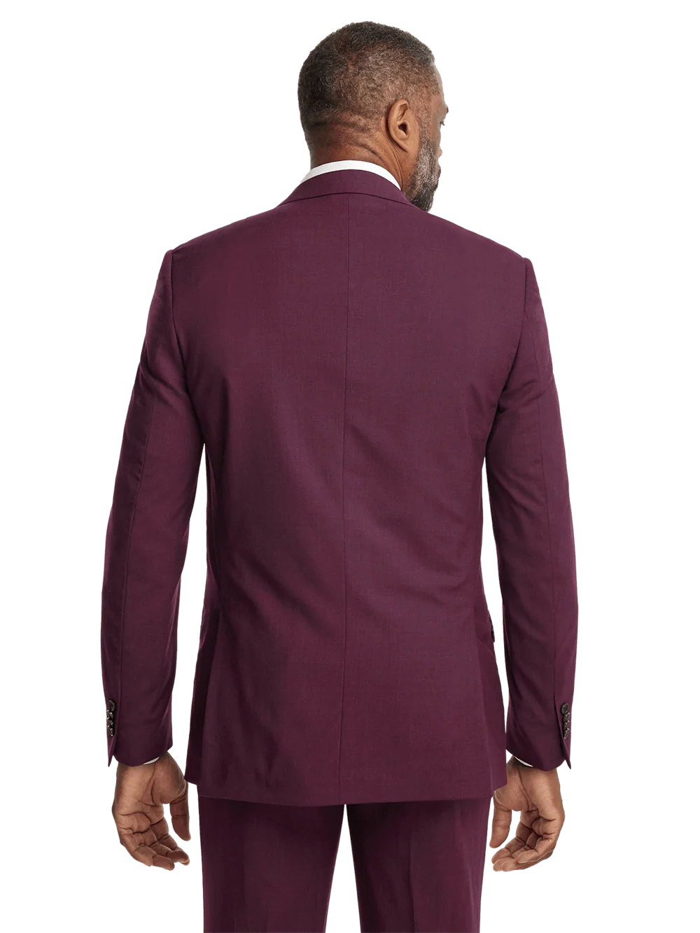 Wool Stretch Bengaline Single Breasted Peak Lapel Suit - Plum - Image 7