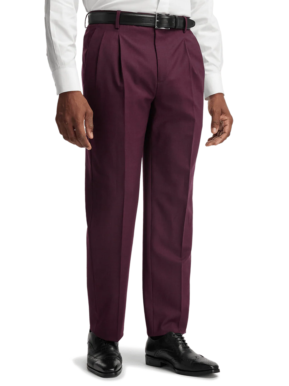 Wool Stretch Bengaline Single Breasted Peak Lapel Suit - Plum - Image 8