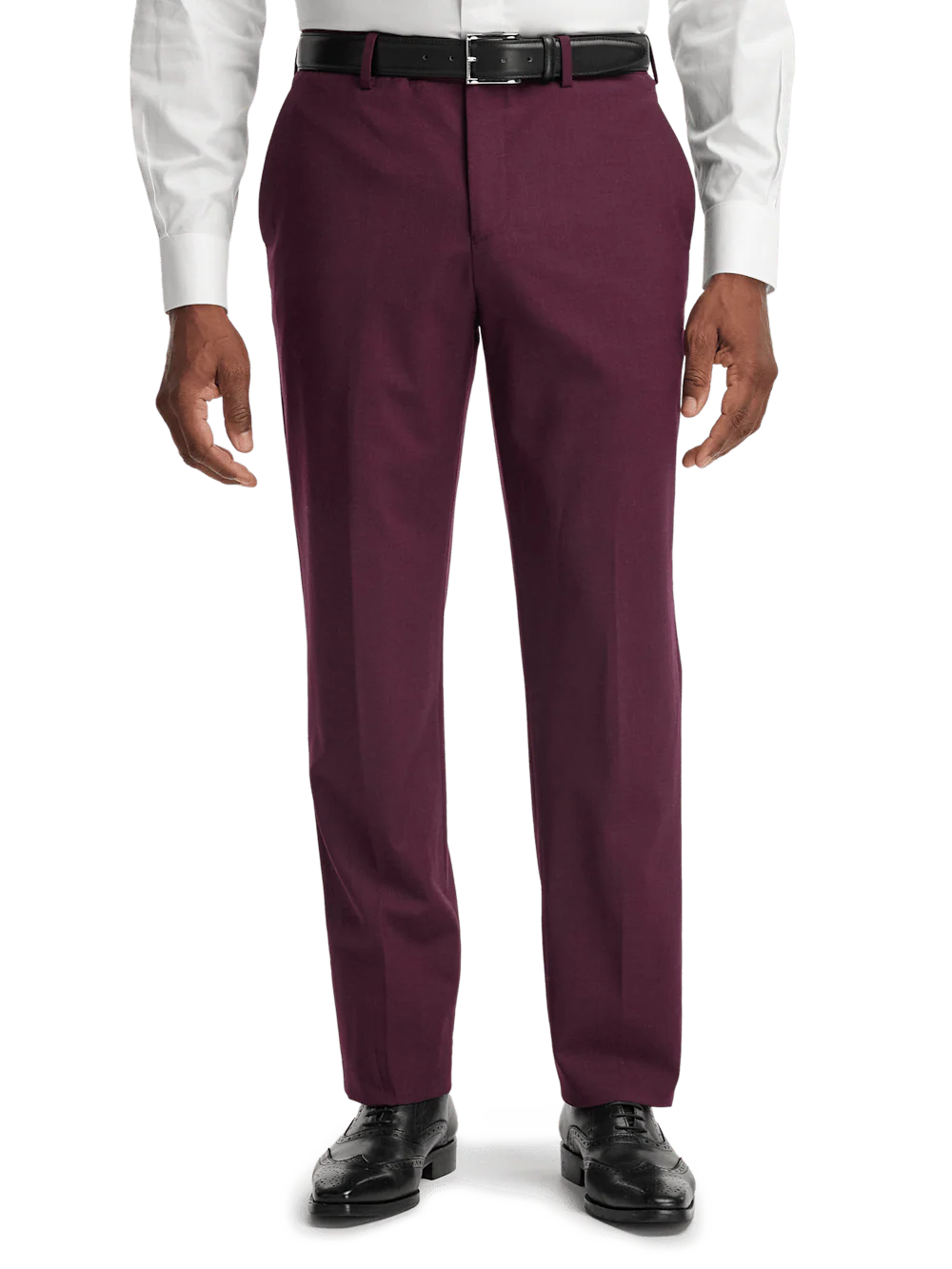 Wool Stretch Bengaline Single Breasted Peak Lapel Suit - Plum - Image 9
