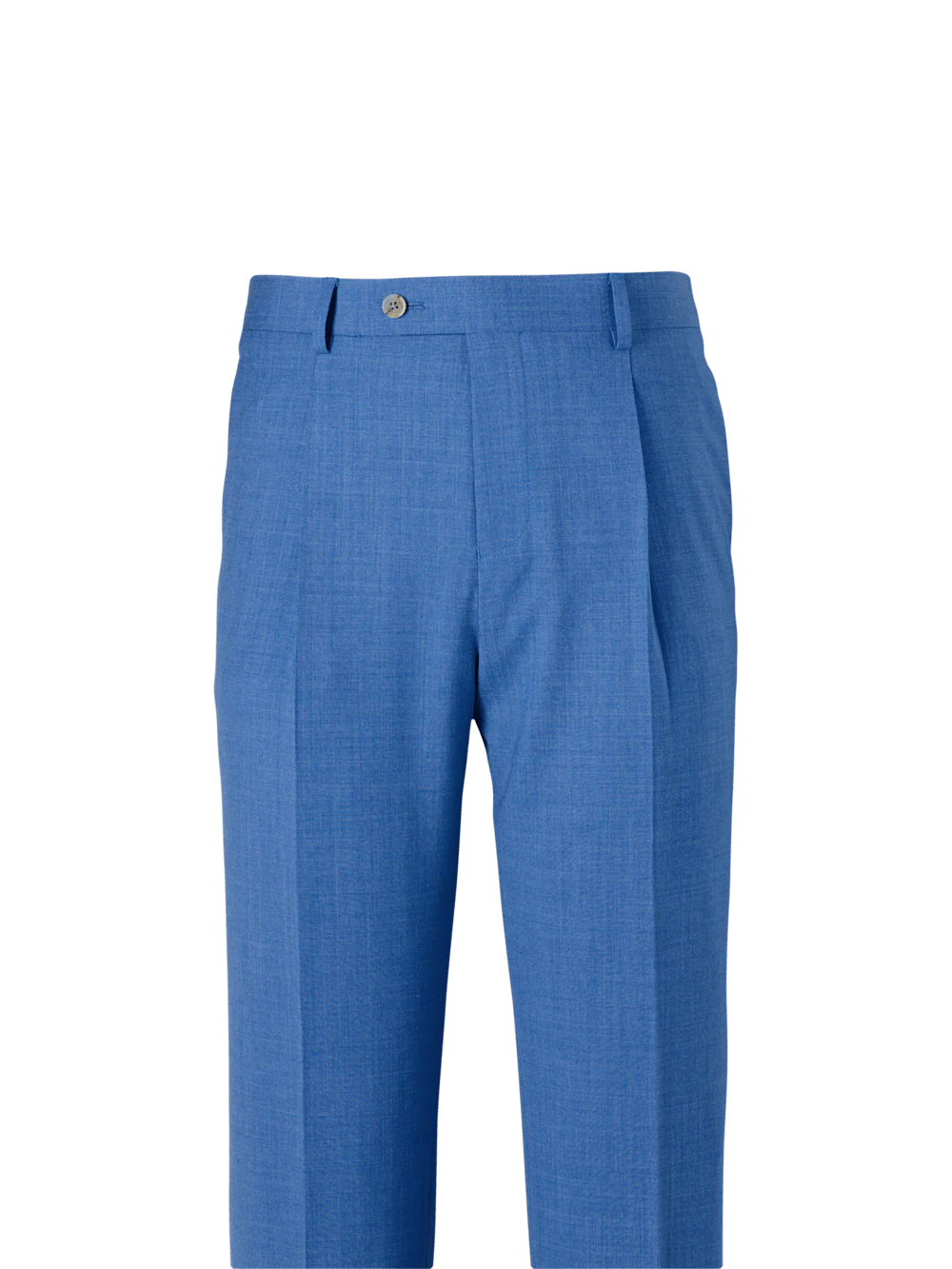 Wool Stretch Bengaline Single Pleated Suit Pants - French Blue - Image 2