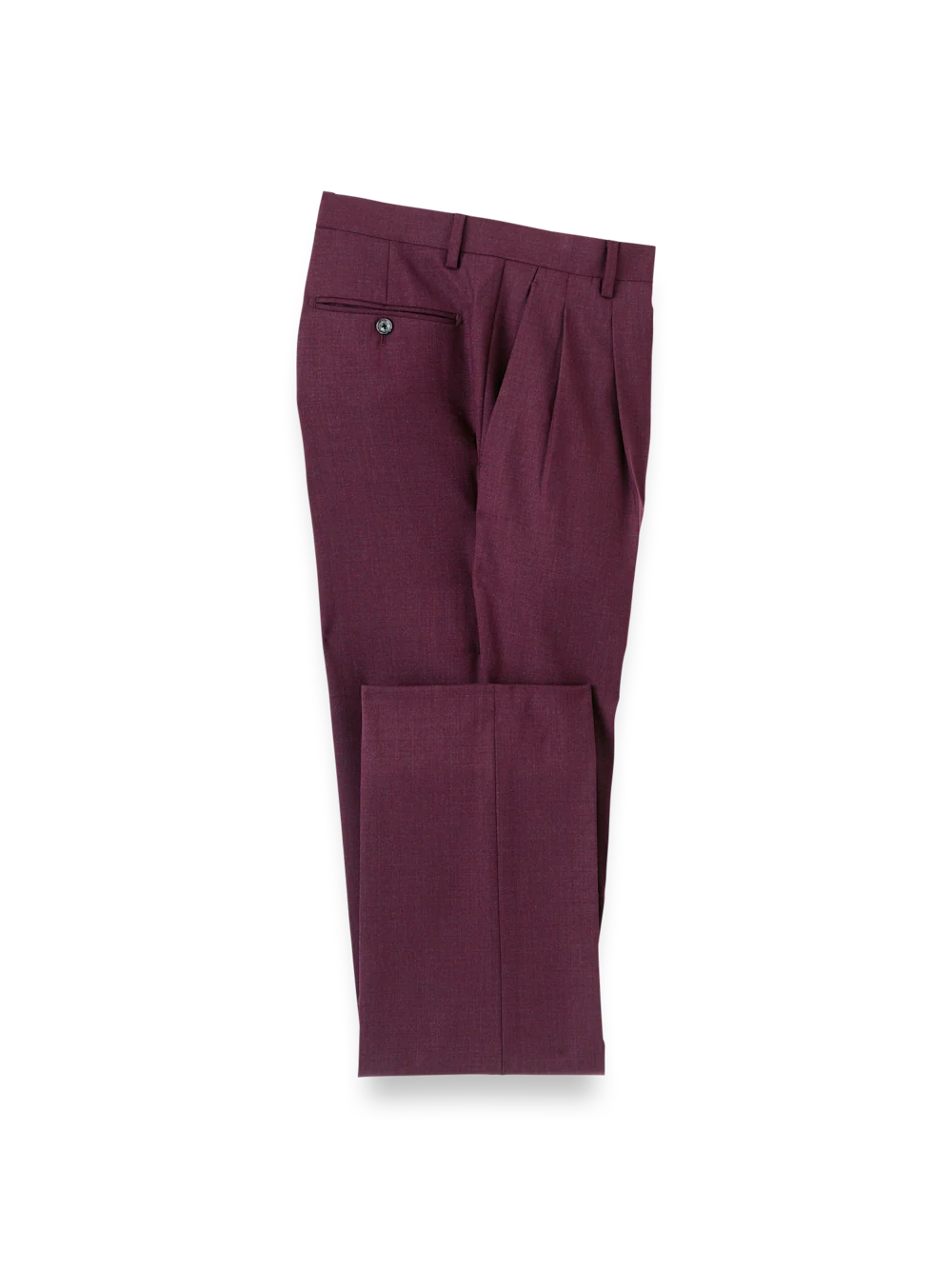 Wool Stretch Bengaline Suit Pants - Plum - Image 4