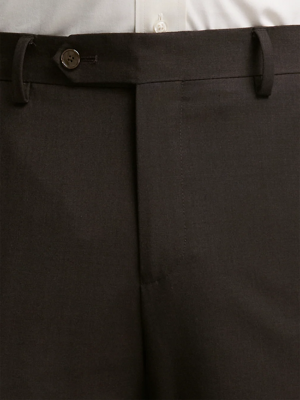 Wool Stretch Bengaline Suit Pants - Dark Brown - Image 4