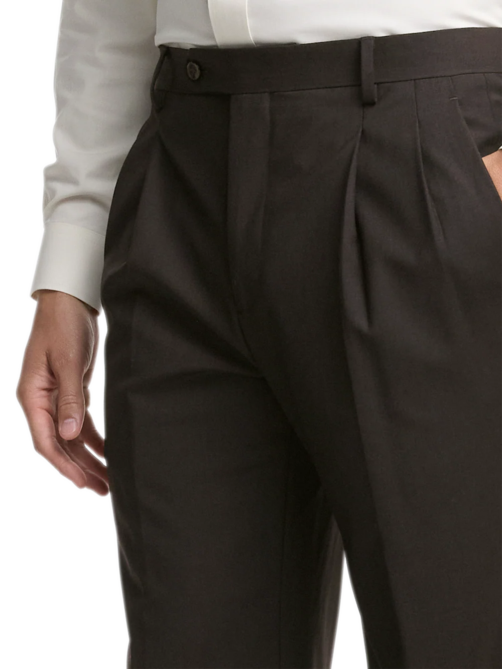 Wool Stretch Bengaline Suit Pants - Dark Brown - Image 7
