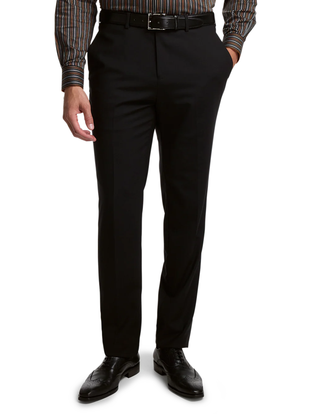 Wool Stretch Bengaline Suit Pants - Black - Image 2