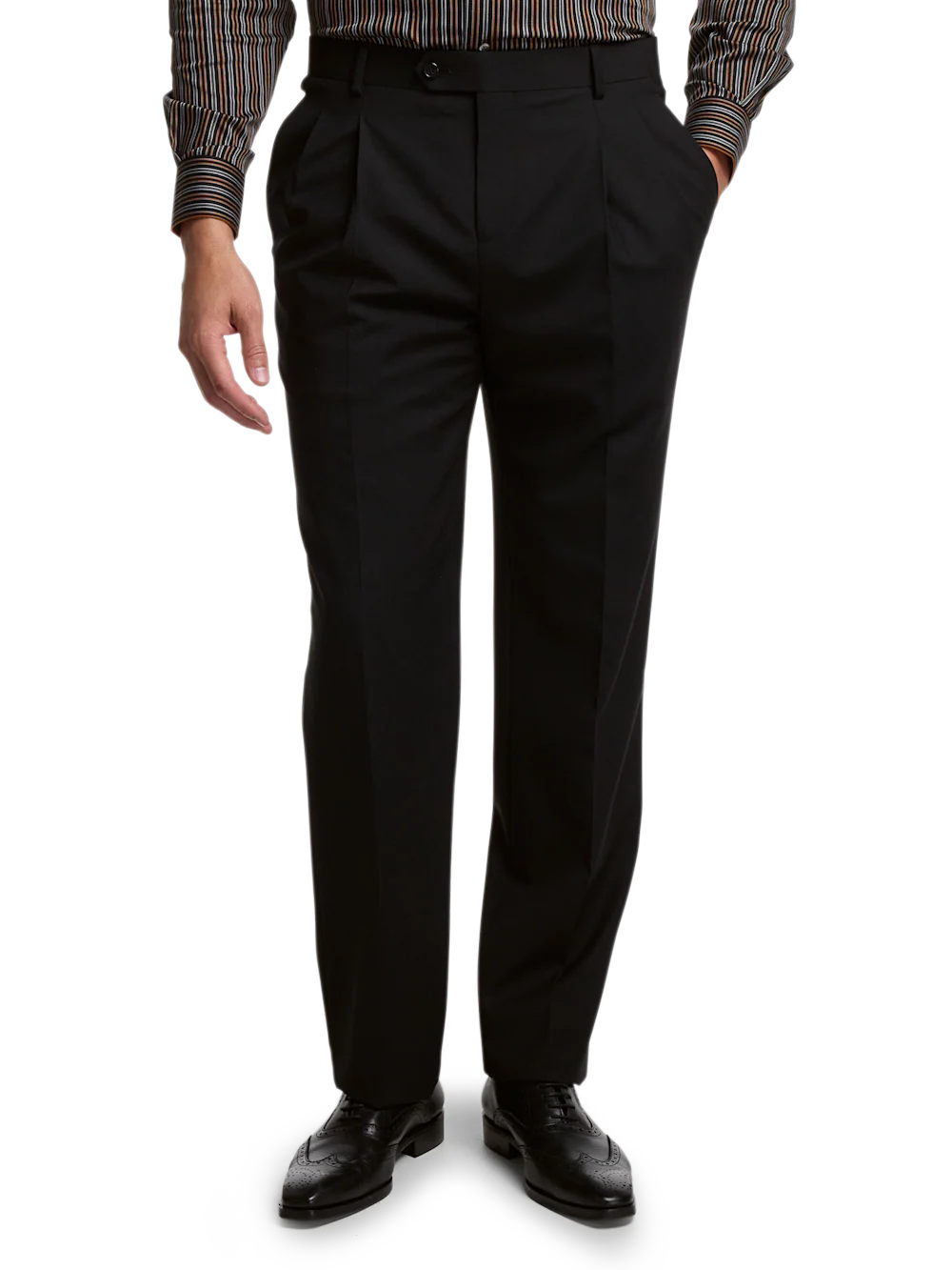 Wool Stretch Bengaline Suit Pants - Black - Image 6
