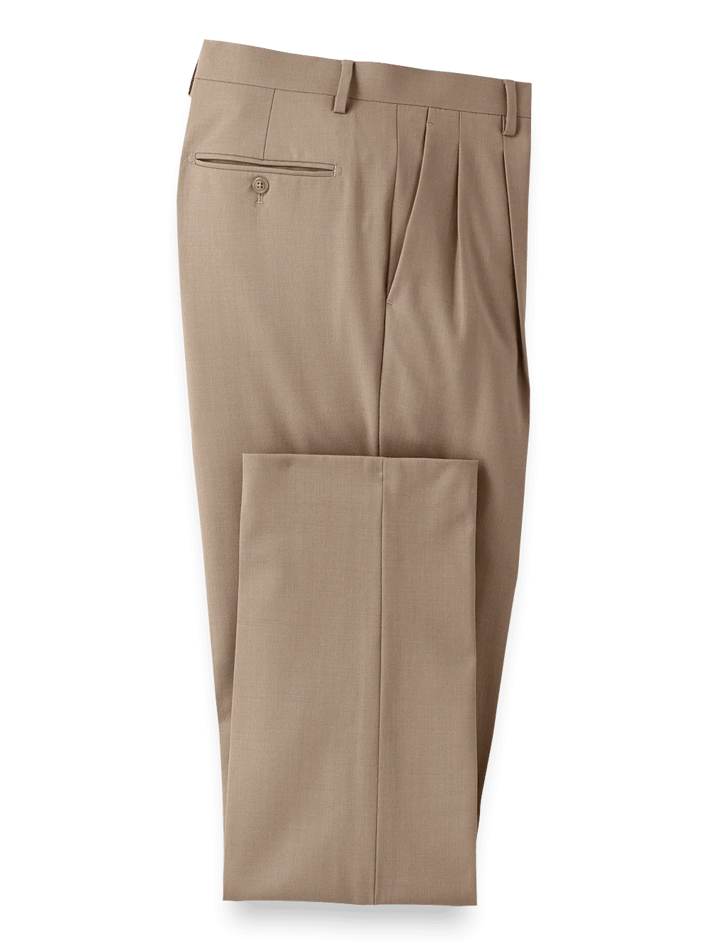 Wool Stretch Bengaline Suit Pants - Light Tan - Image 4