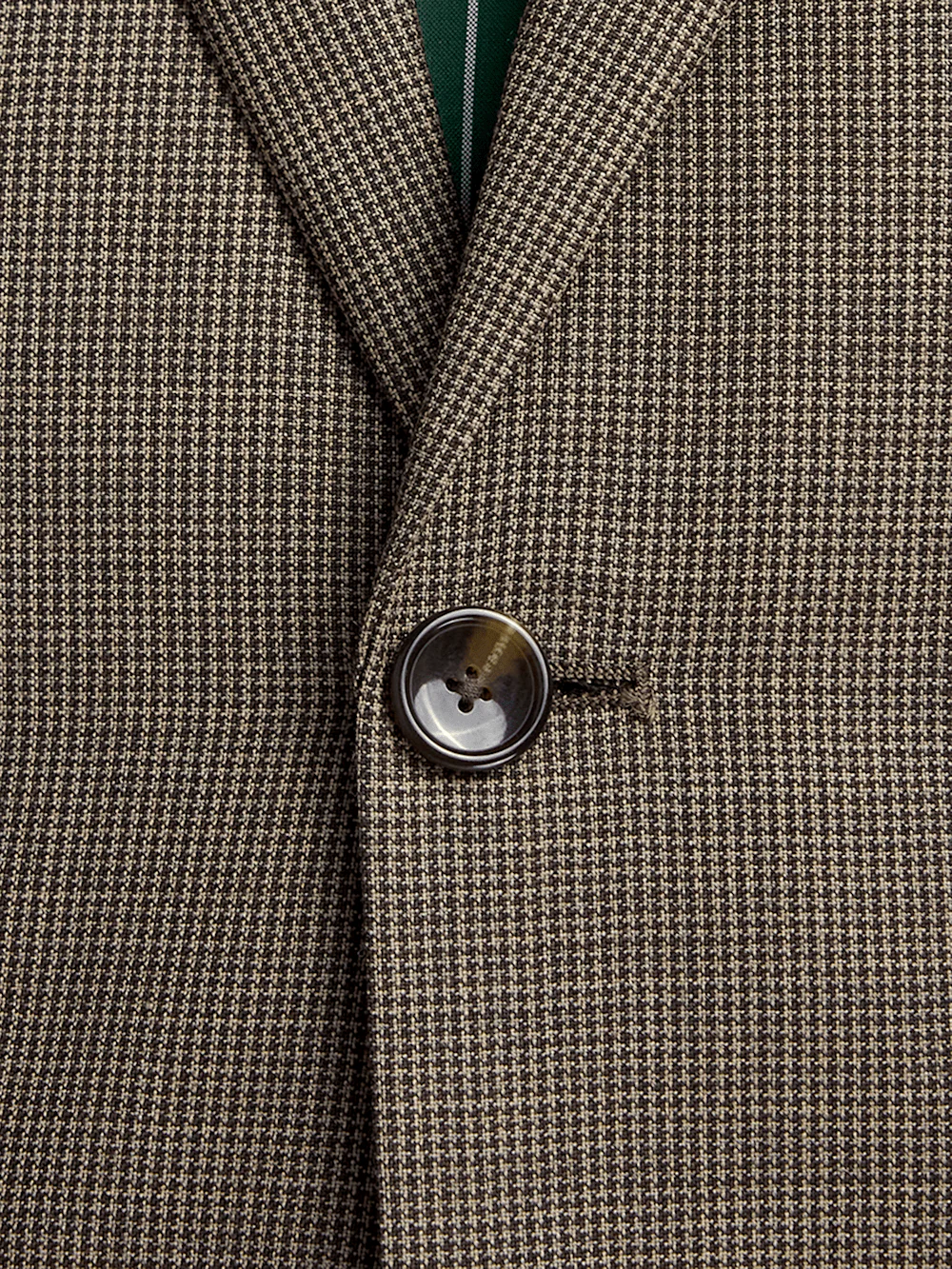 Wool Stretch Micro Check Peak Lapel Suit Jacket - Light Brown - Image 5