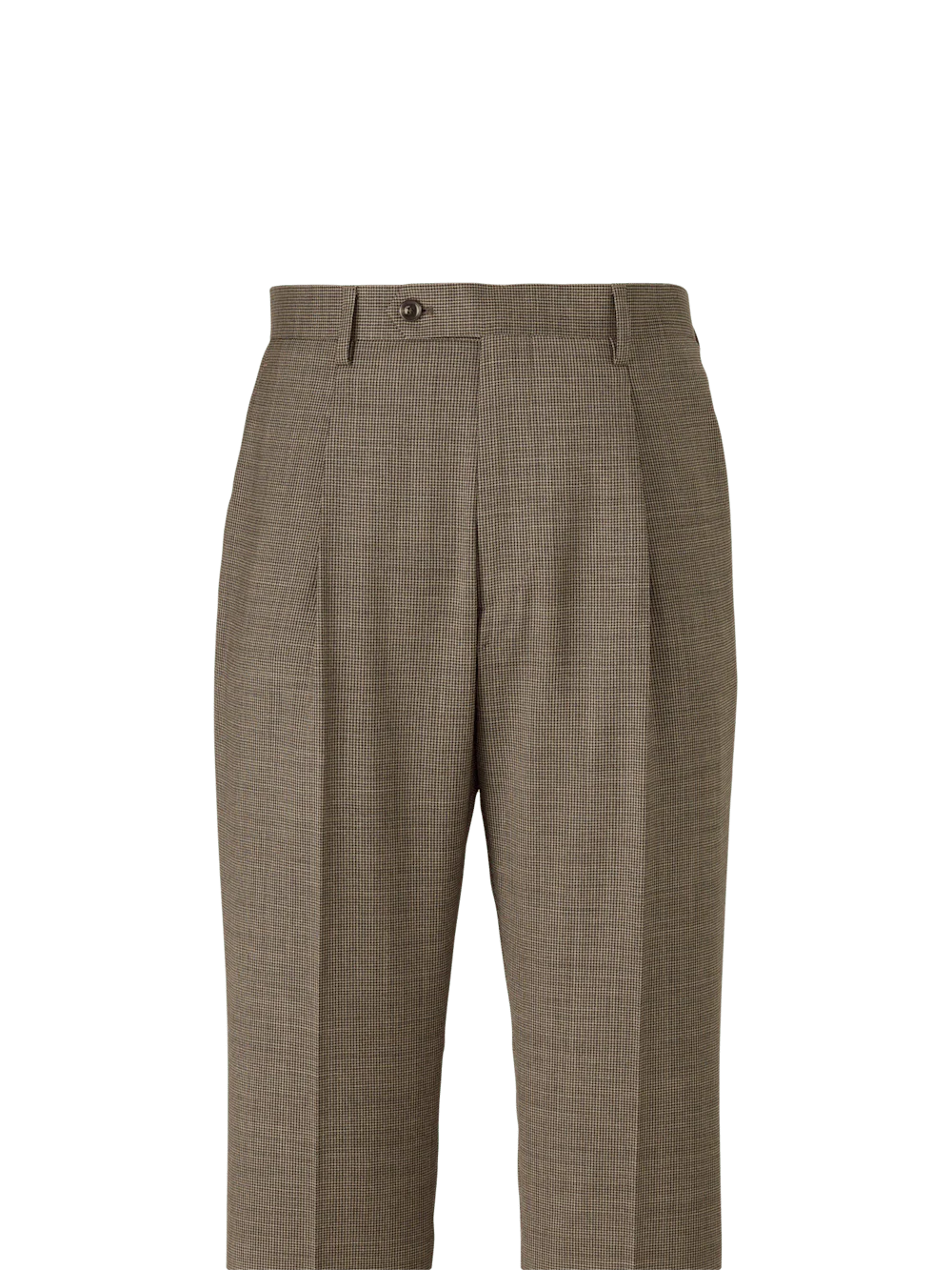 Wool Stretch Micro Check Single Pleat Suit Pants - Light Brown - Image 2