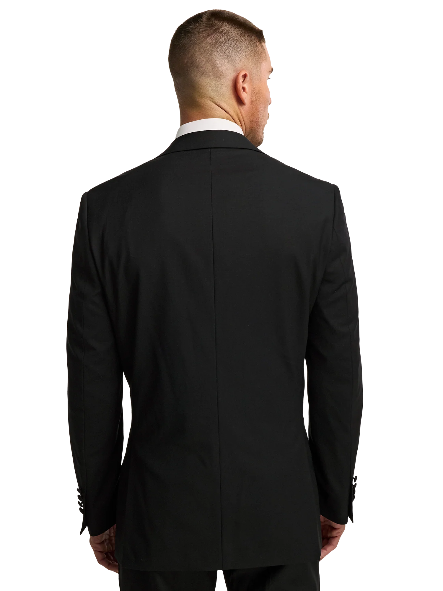 Wool Stretch Peak Lapel Tuxedo - Black - Image 7