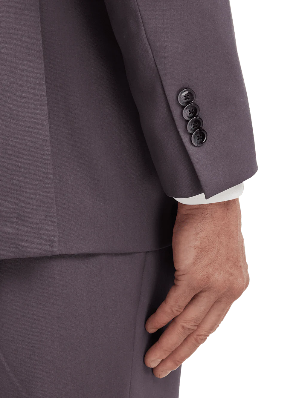 Wool Stretch Single Breasted Peak Lapel Suit Jacket - Slate Purple - Image 3