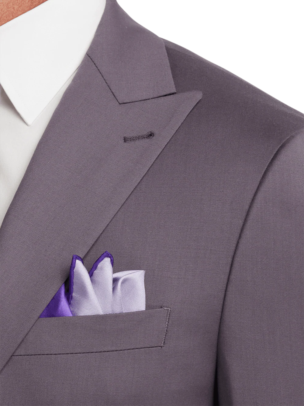 Wool Stretch Single Breasted Peak Lapel Suit Jacket - Slate Purple - Image 6