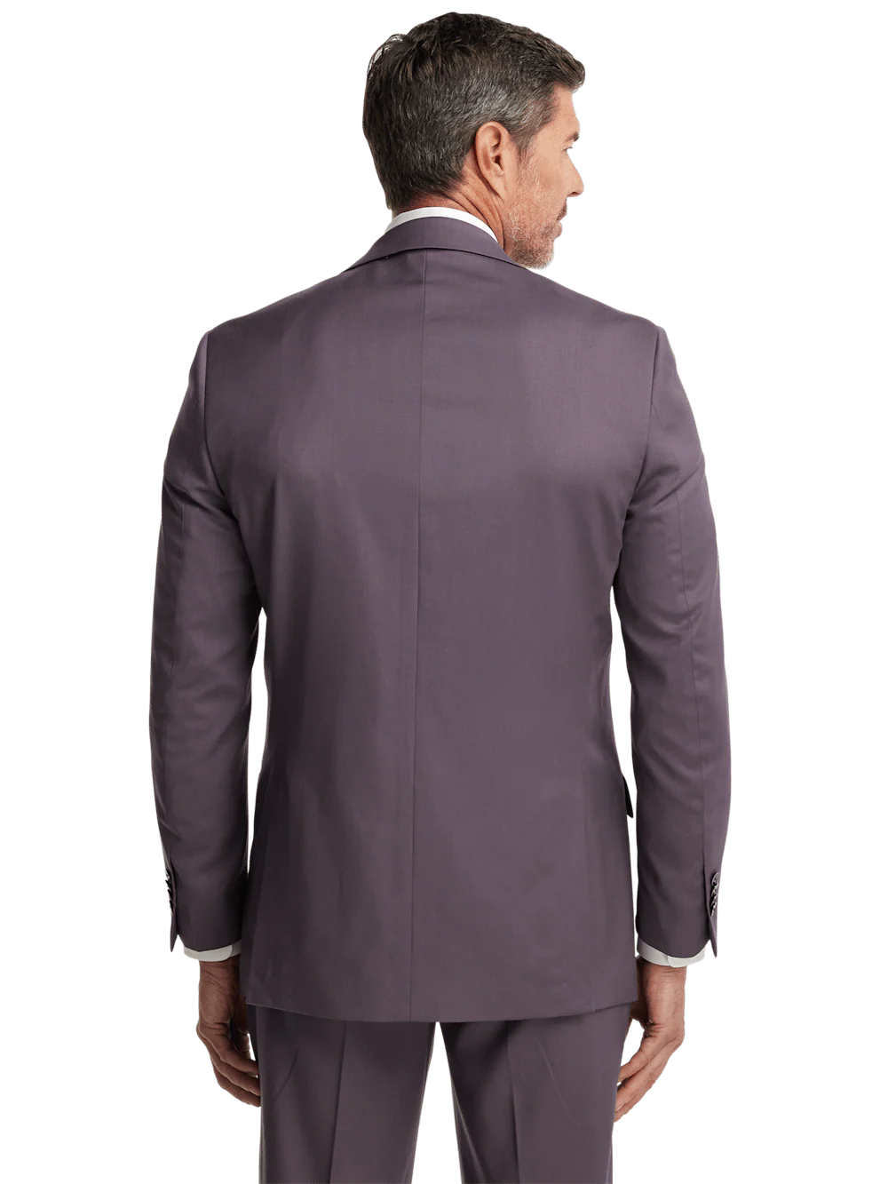 Wool Stretch Single Breasted Peak Lapel Suit Jacket - Slate Purple - Image 7