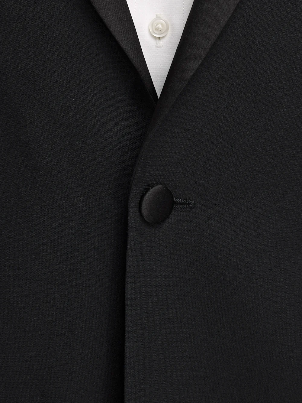 Wool Stretch Single Breasted Peak Lapel Tuxedo Jacket - Black - Image 6