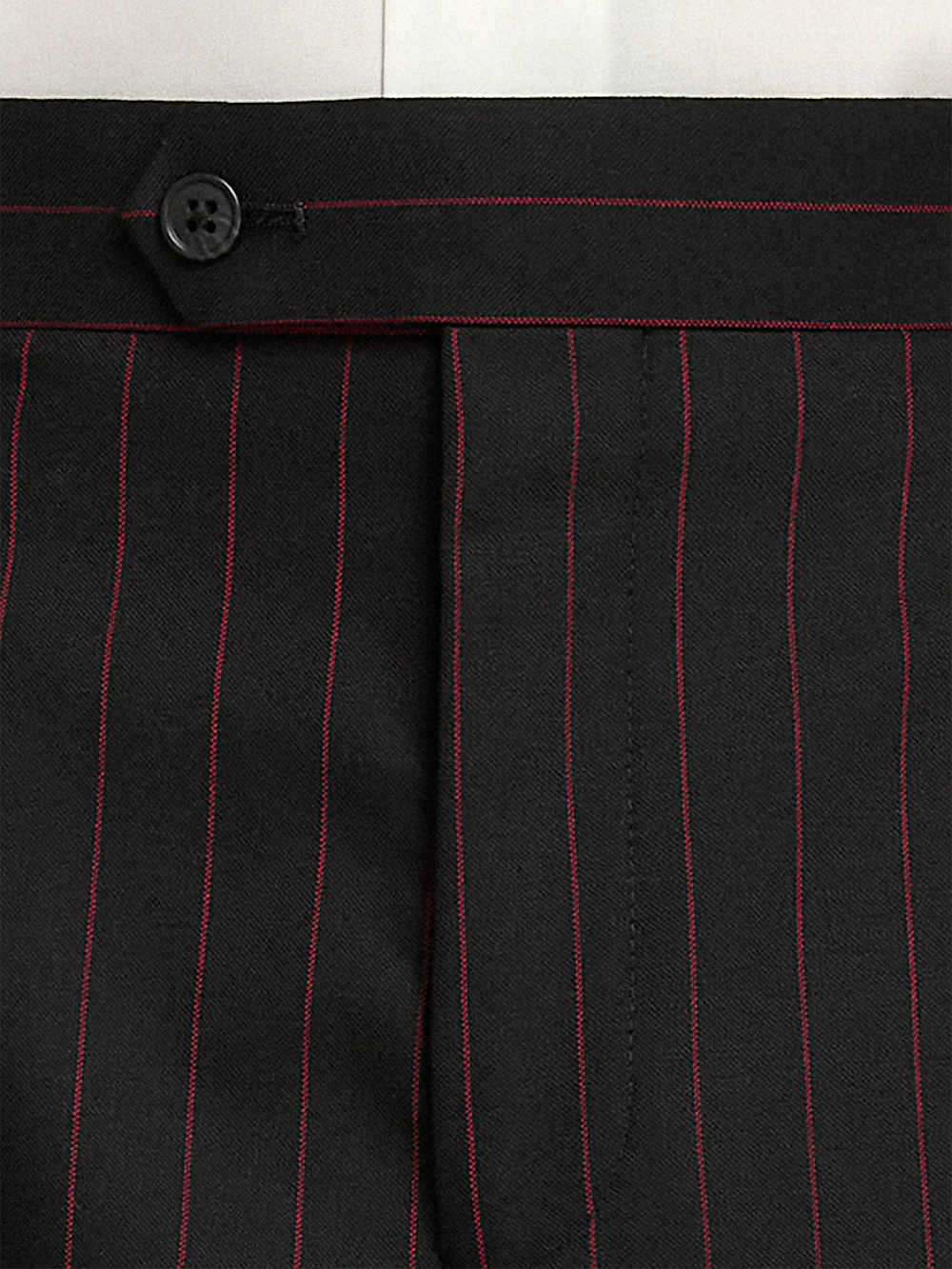 Wool Stretch Stripe Single Pleat Suit Pants - Black/red - Image 4