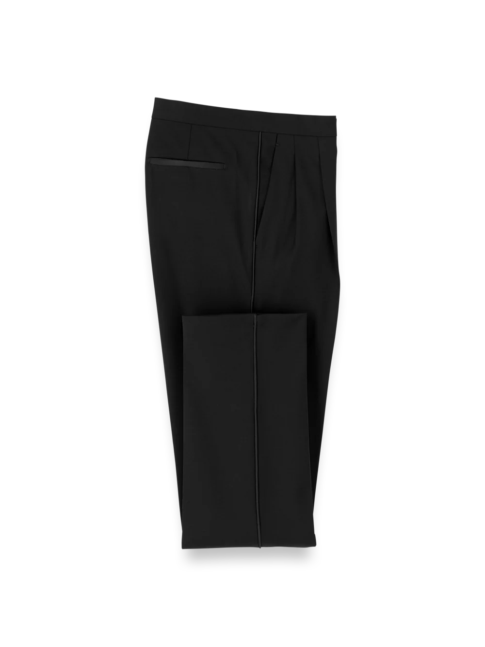 Wool Stretch Tuxedo Pants - Black - Image 4