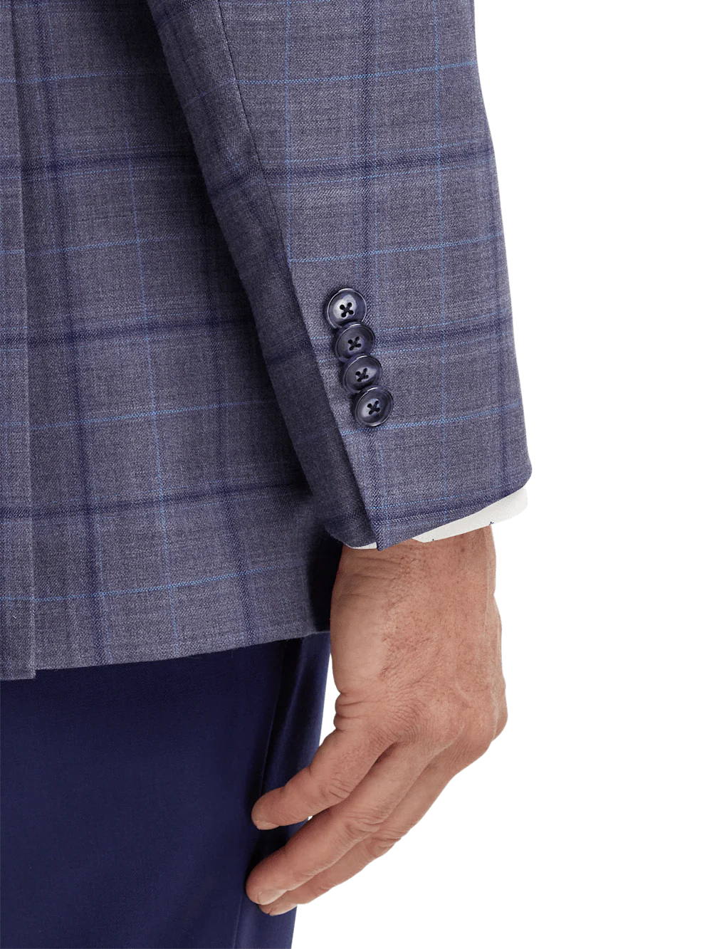 Wool Stretch Windowpane Single Breasted Notch Lapel Sport Coat - Purple - Image 3